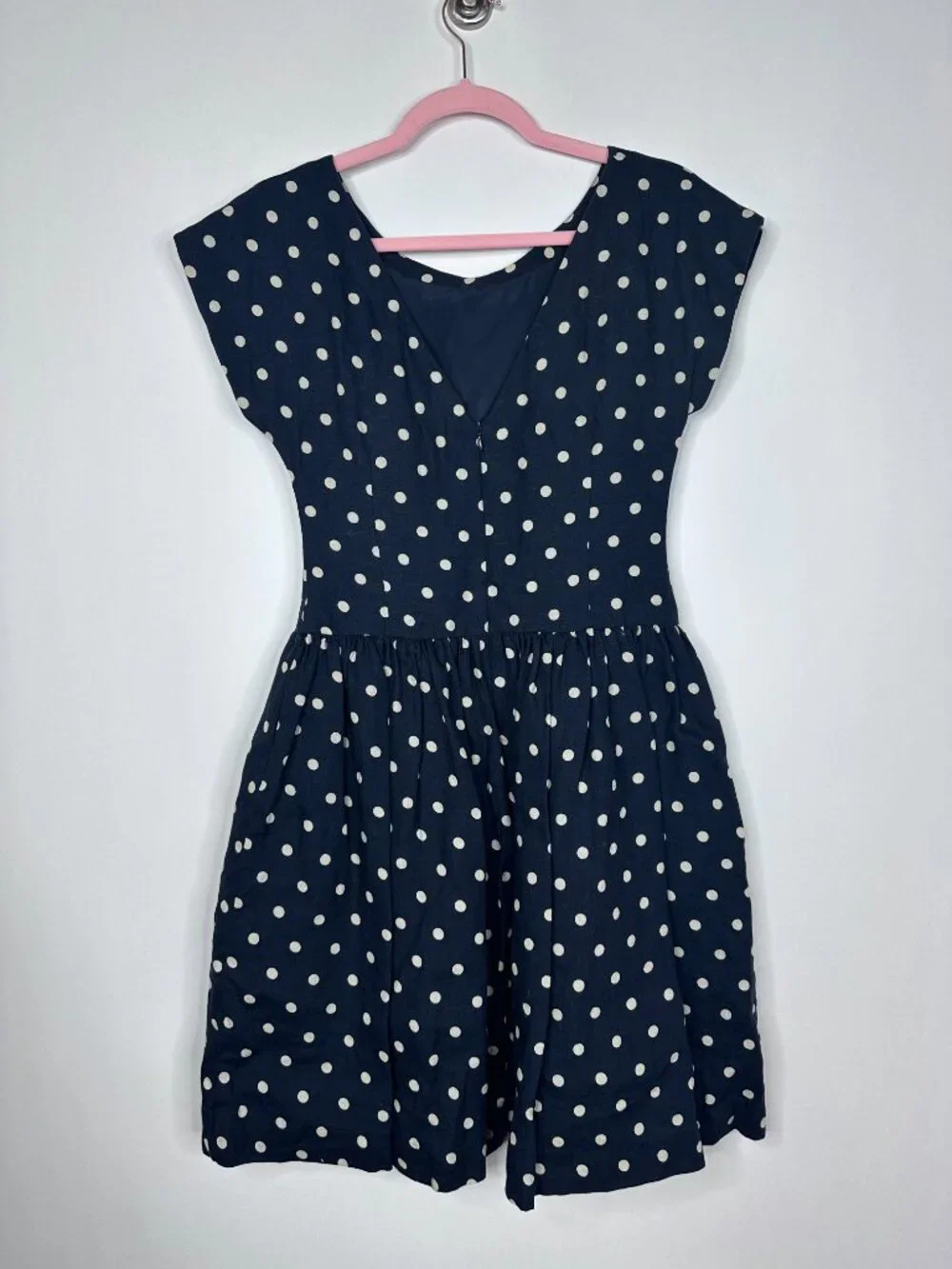 Anthropologie Lili's Closet Dropped Dots Dress Fit and Flare Navy 2 #A2635 - Picture 3 of 6